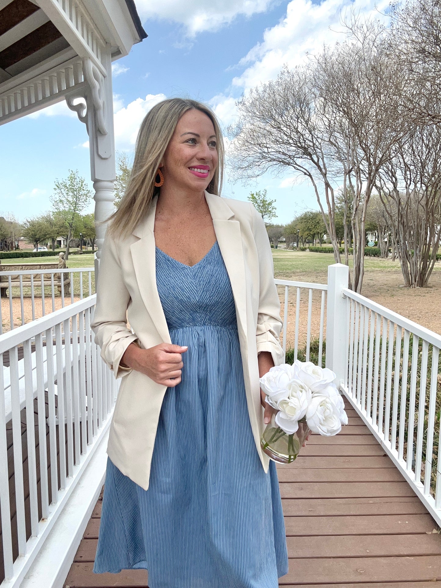 Coastal Striped Midi Dress