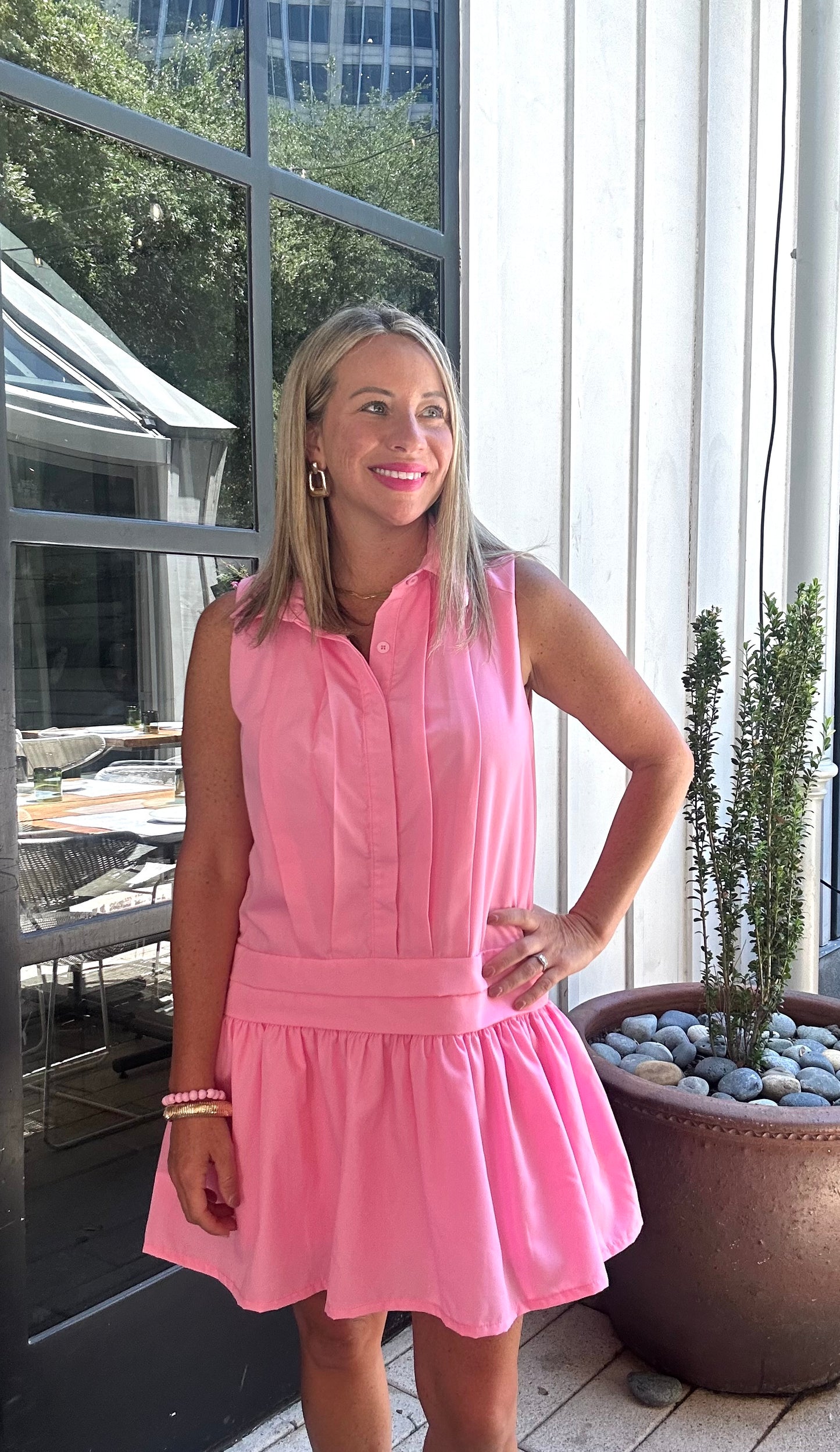 Pink Palms Mini Dress