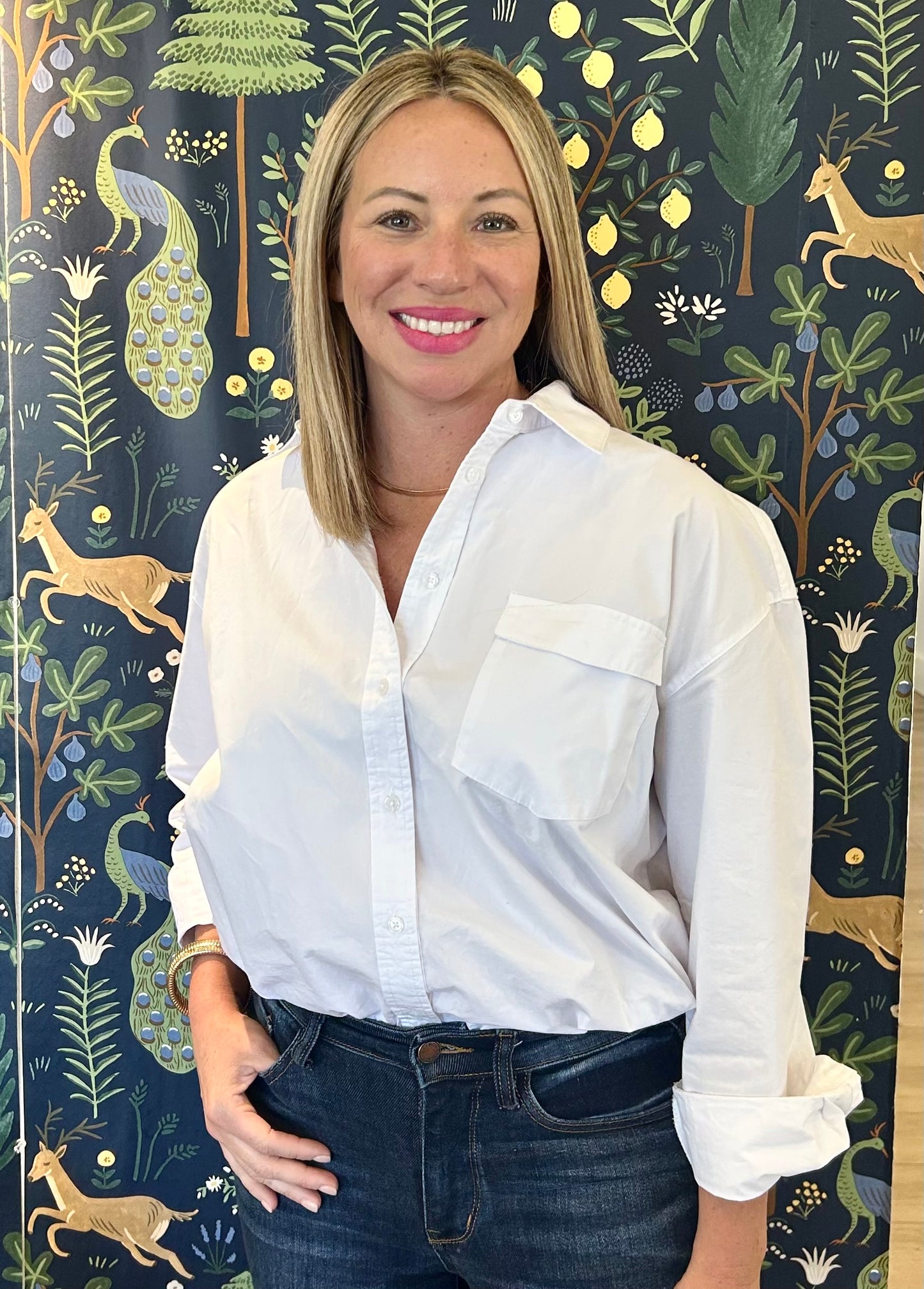 White Button-Down Top