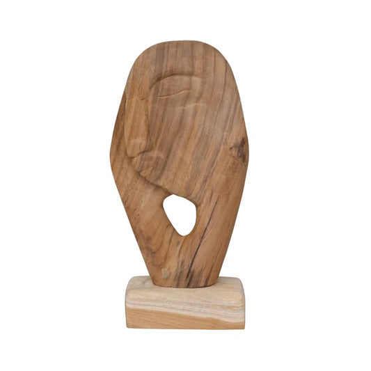 Modern Wood Face Sculpture