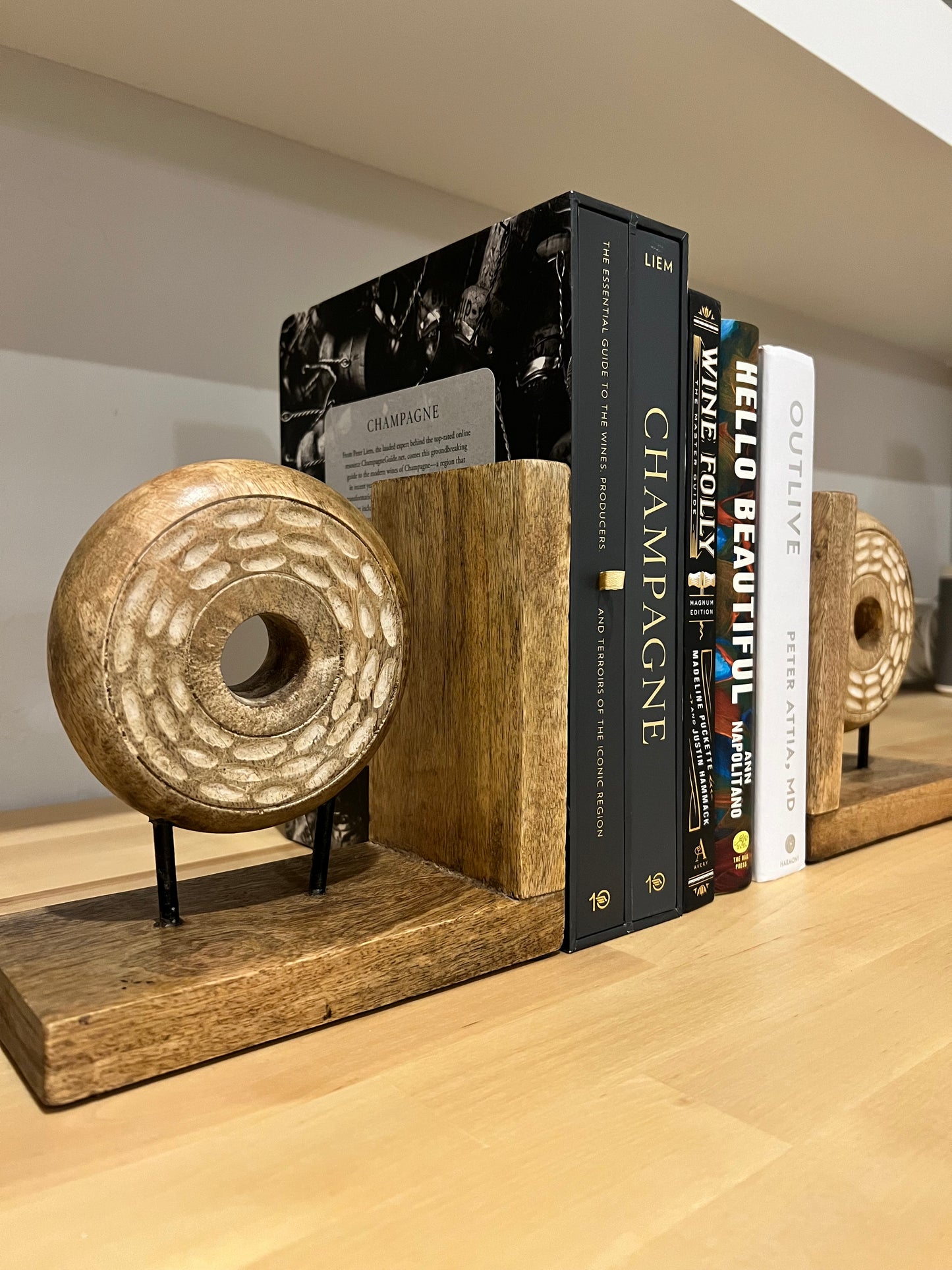 Hand-Carved Wood Bookends