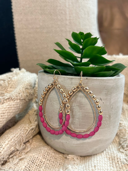 Matte Pink & Gold Earrings