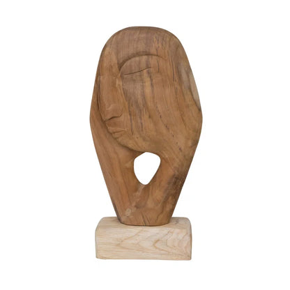 Modern Wood Face Sculpture