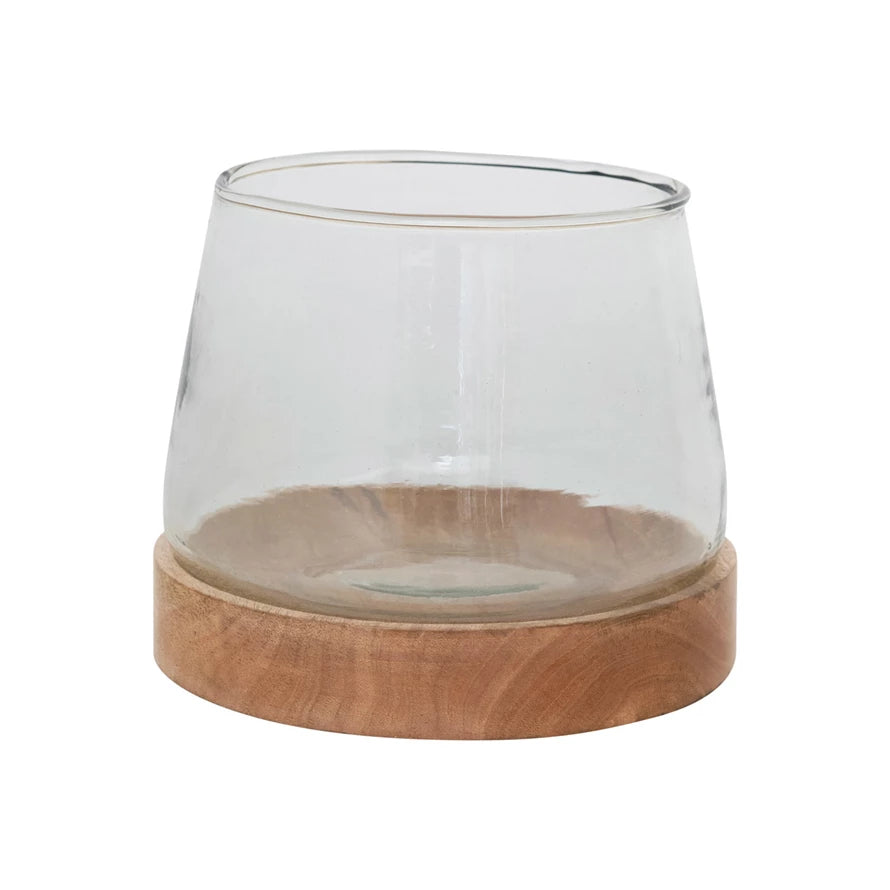 Minimalist Vase with Wood Base-Small