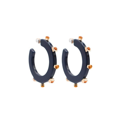 City Girl Jewel Hoop - Navy Orange