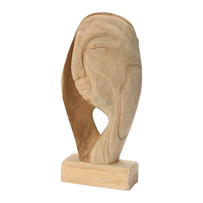 Modern Wood Face Sculpture