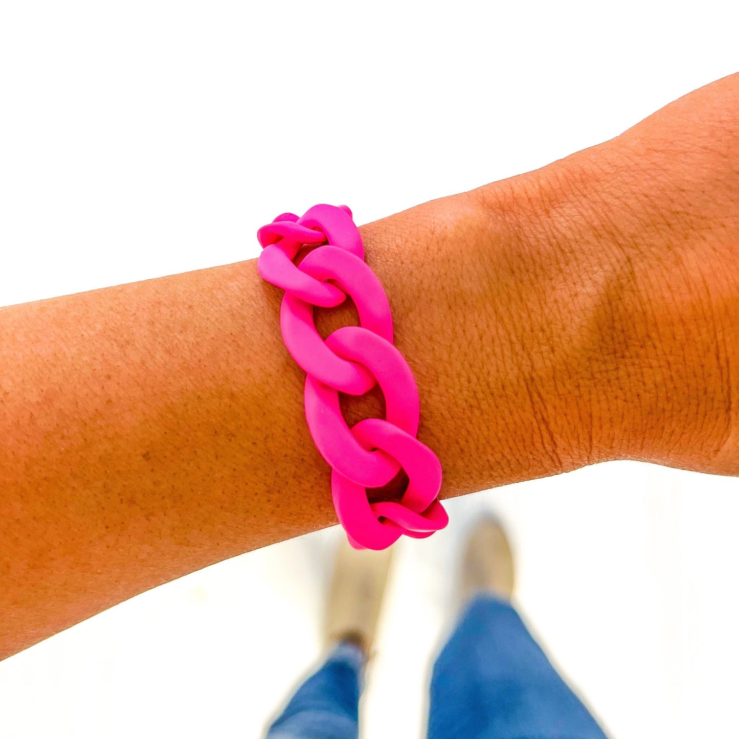 Matte Pink Link Bracelet