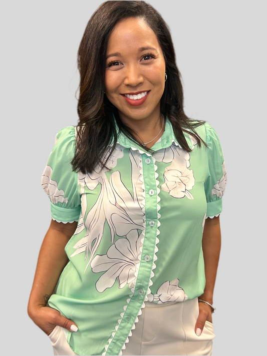 Lime Elegance Button Up Top