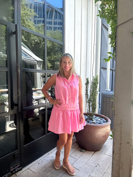 Pink Palms Mini Dress