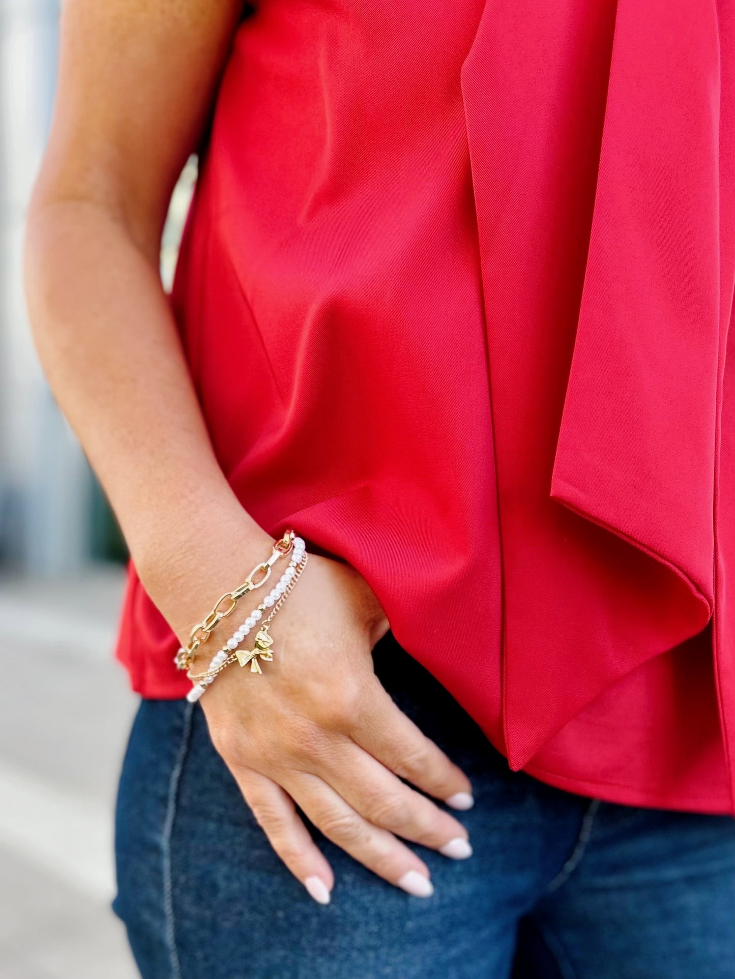 Bow Pearl Trio Bracelet