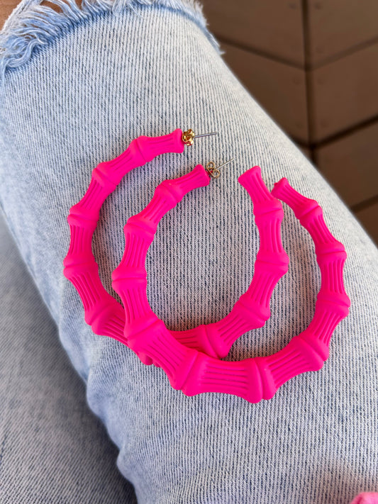 Pink Matte Bamboo Hoops