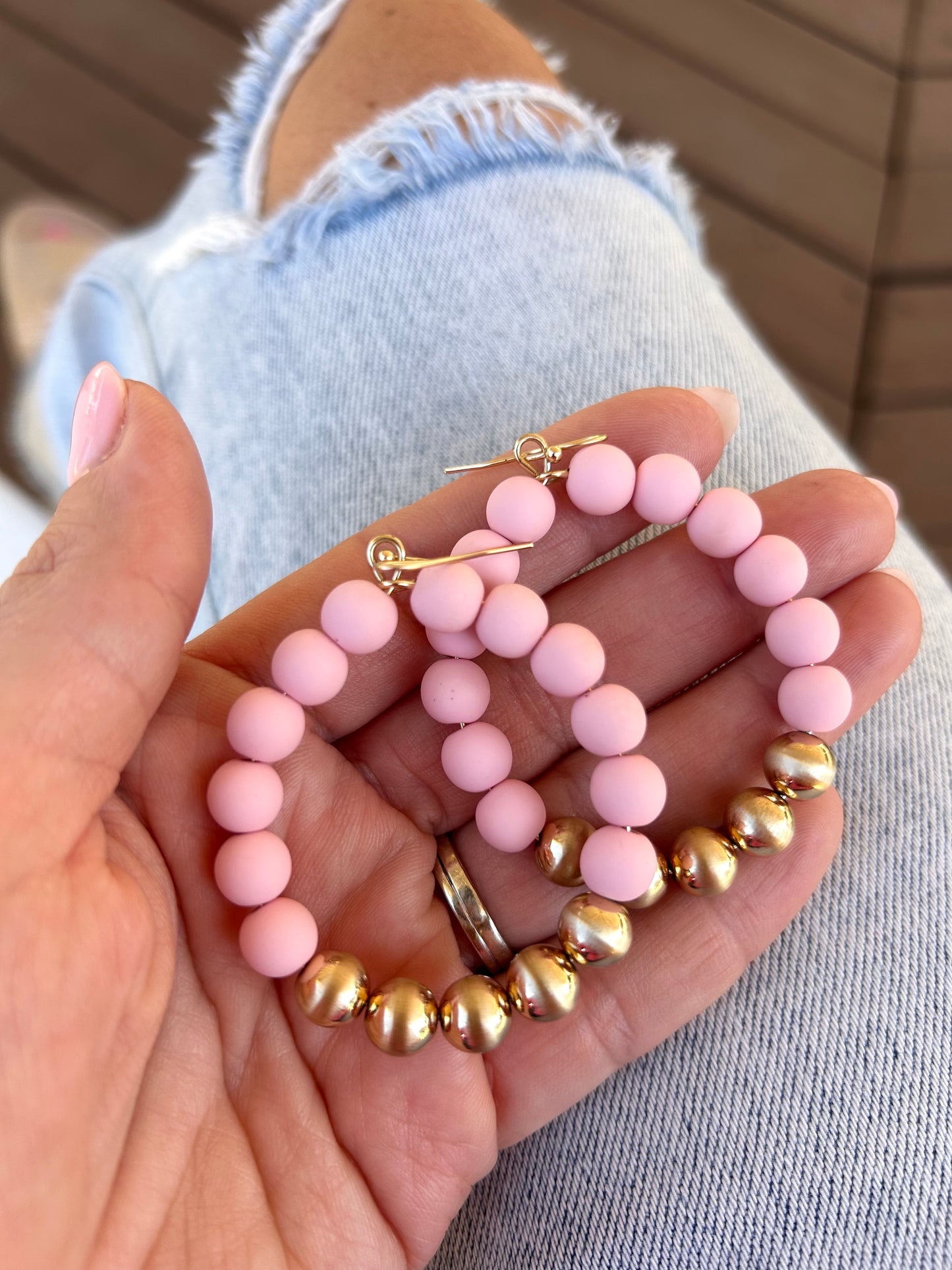 Light Pink Clay Bead Earrings