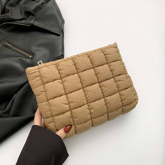 Quilted Puffy Make Up Bag- Neutral