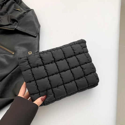 Quilted Puffy Makeup Bag-Black