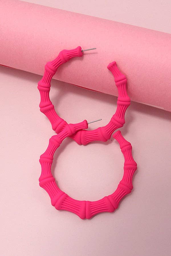 Pink Matte Bamboo Hoops