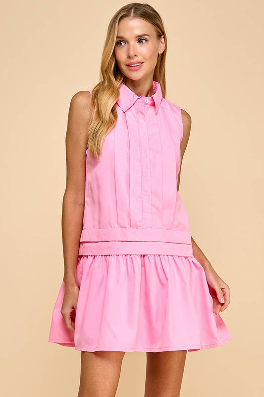 Pink Palms Mini Dress